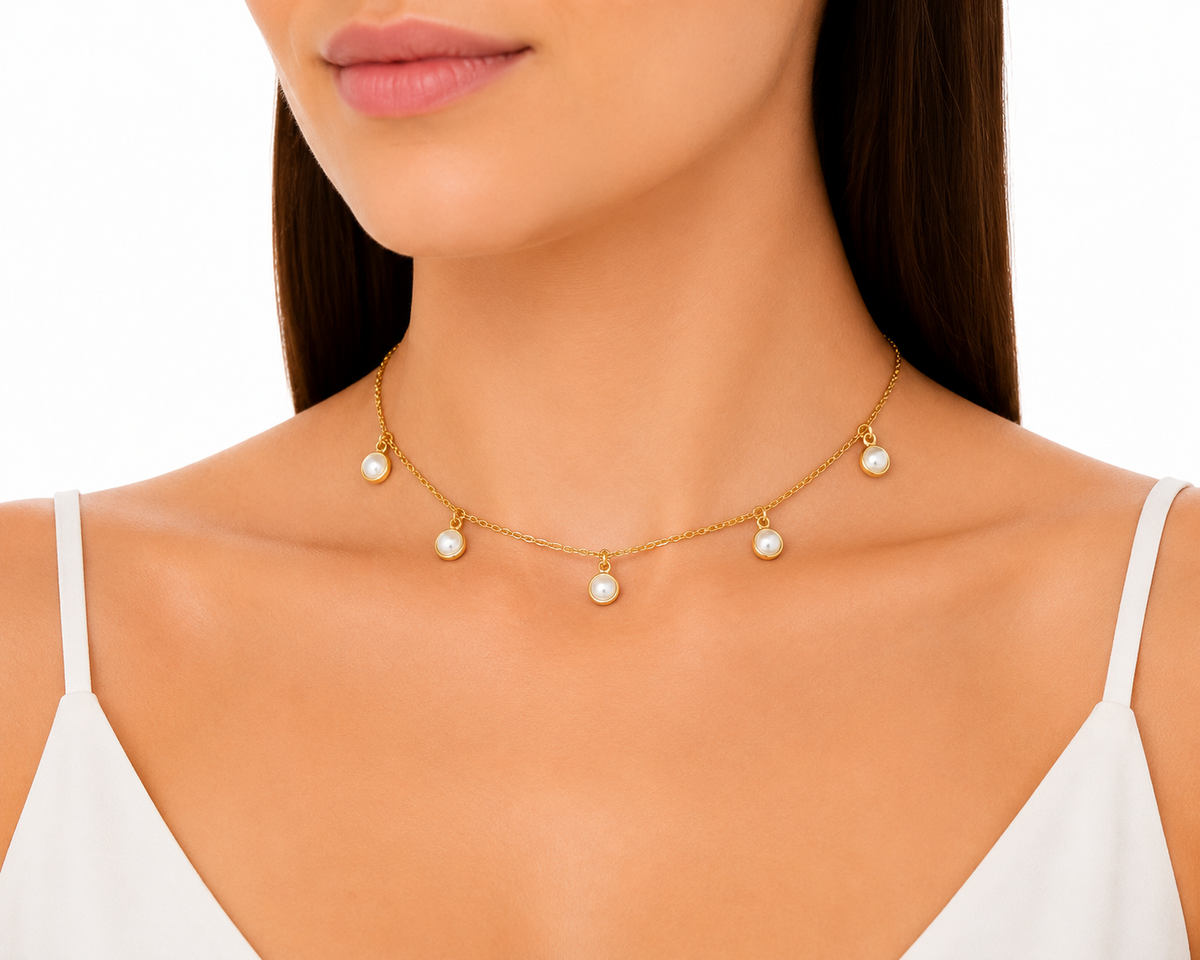 Choker Cartier Pérola Ouro 18k