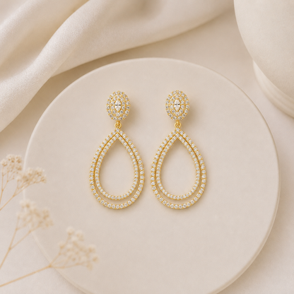 Brinco Festa Gota Vazada Ouro 18k