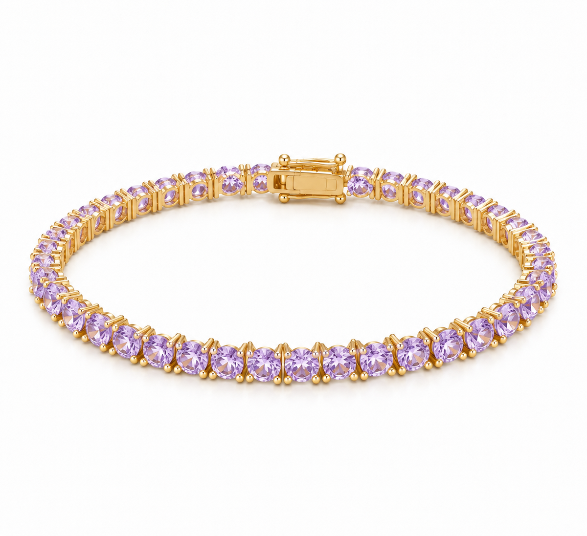 Pulseira Riviera Três Pontas Lilás Ouro 18k
