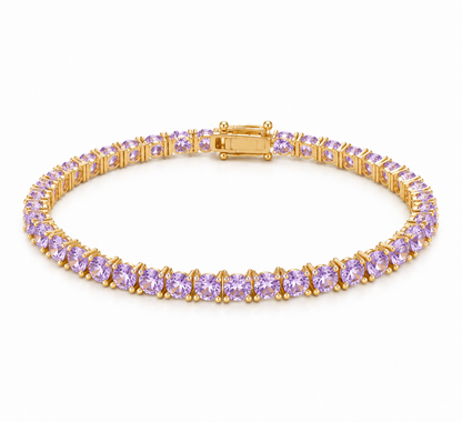 Pulseira Riviera Três Pontas Lilás Ouro 18k