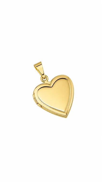 Pingente Relicário Coração Liso Pequeno Ouro 18k