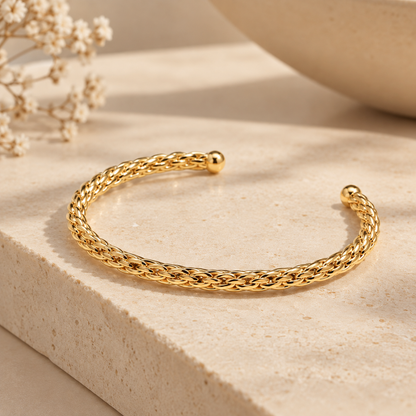 Bracelete “Pipoca” Trabalhado Ouro 18k
