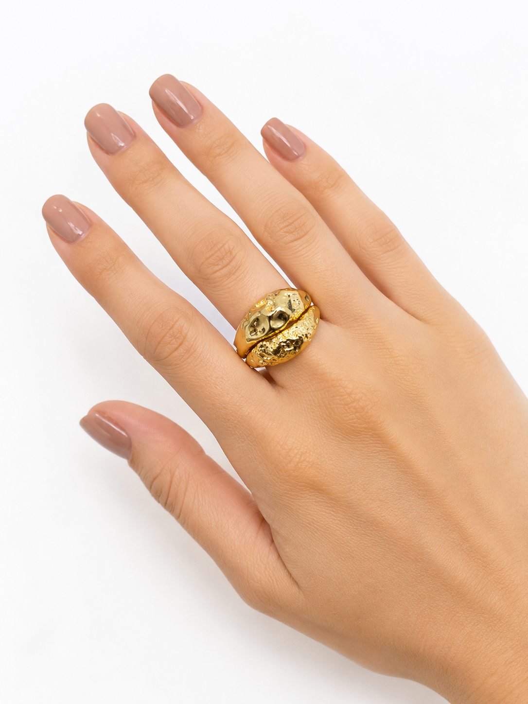 Anel Nuances Croissant Liso Regulável Ouro 18k