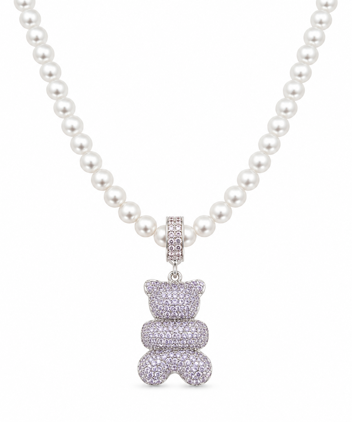 Scarlat SKU 14995 foto 1 | Colar Teddy com Pérola e Cravejado Ródio Branco