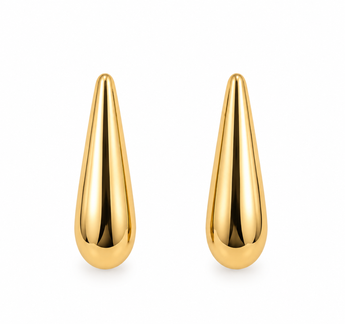 Brinco Gota Alongada Lisa Ouro 18k