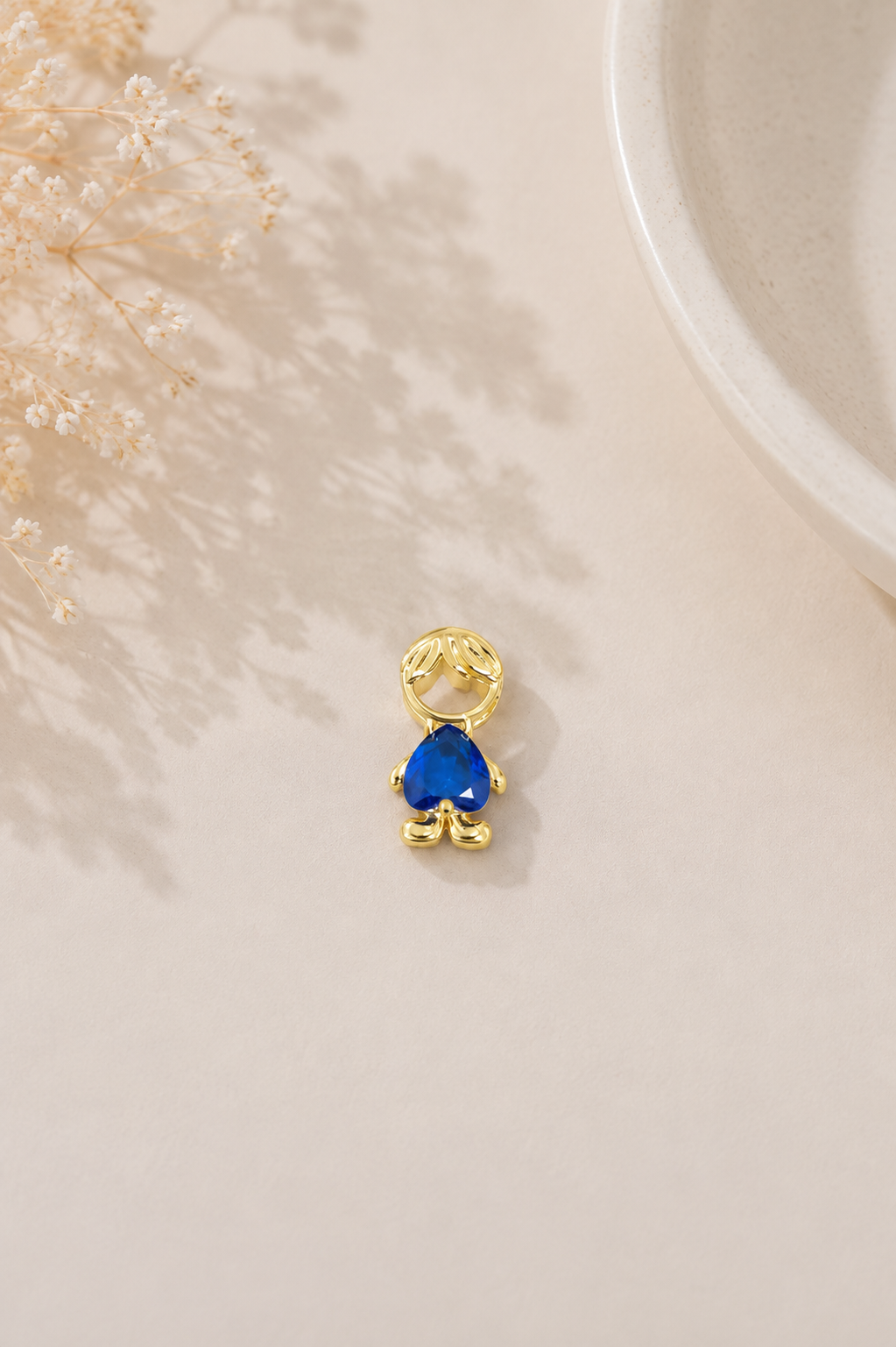 Pingente Filho Barriguinha Safira Ouro 18k