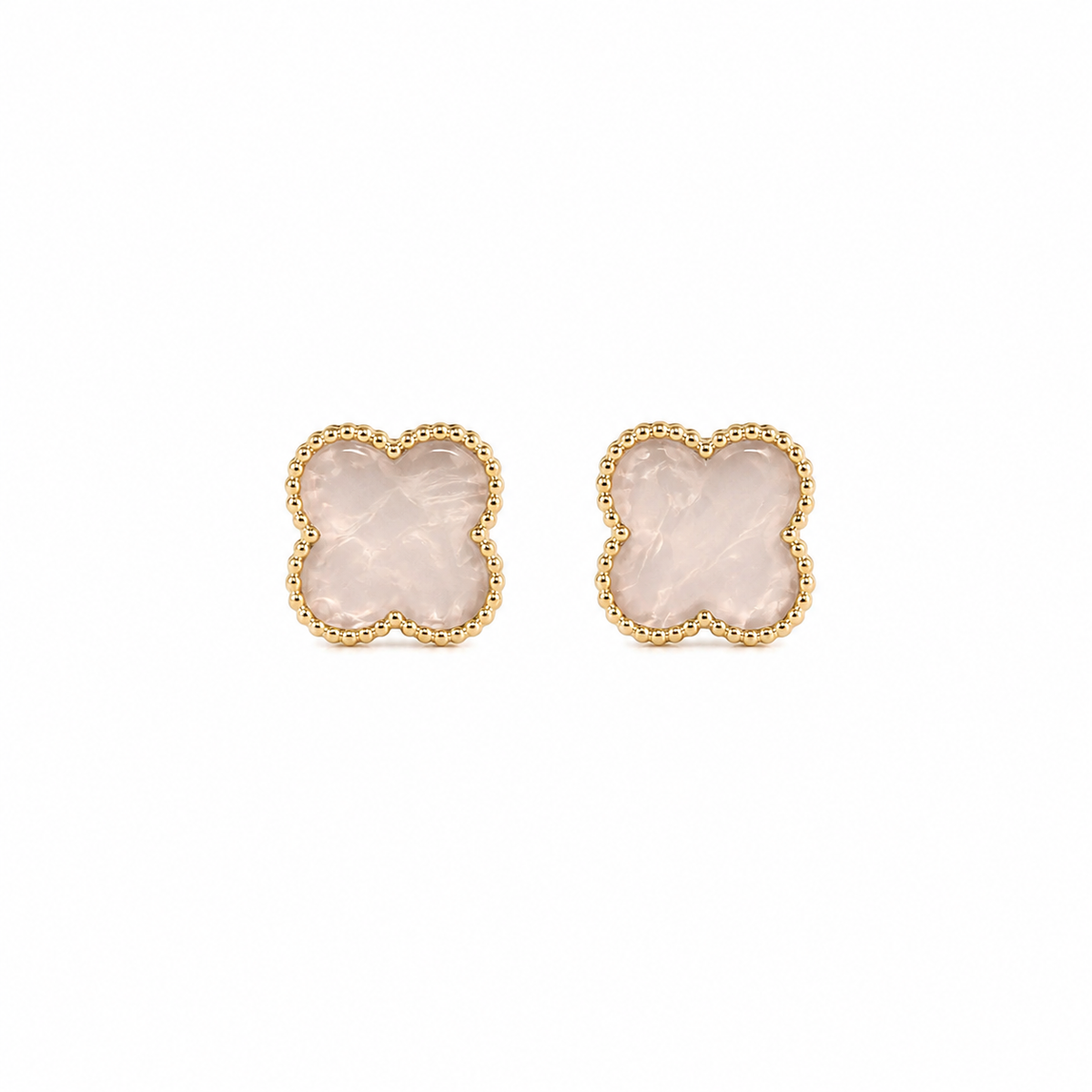 Brinco Inspiração Trevo Perolado Pequeno Puffer Ouro 18k