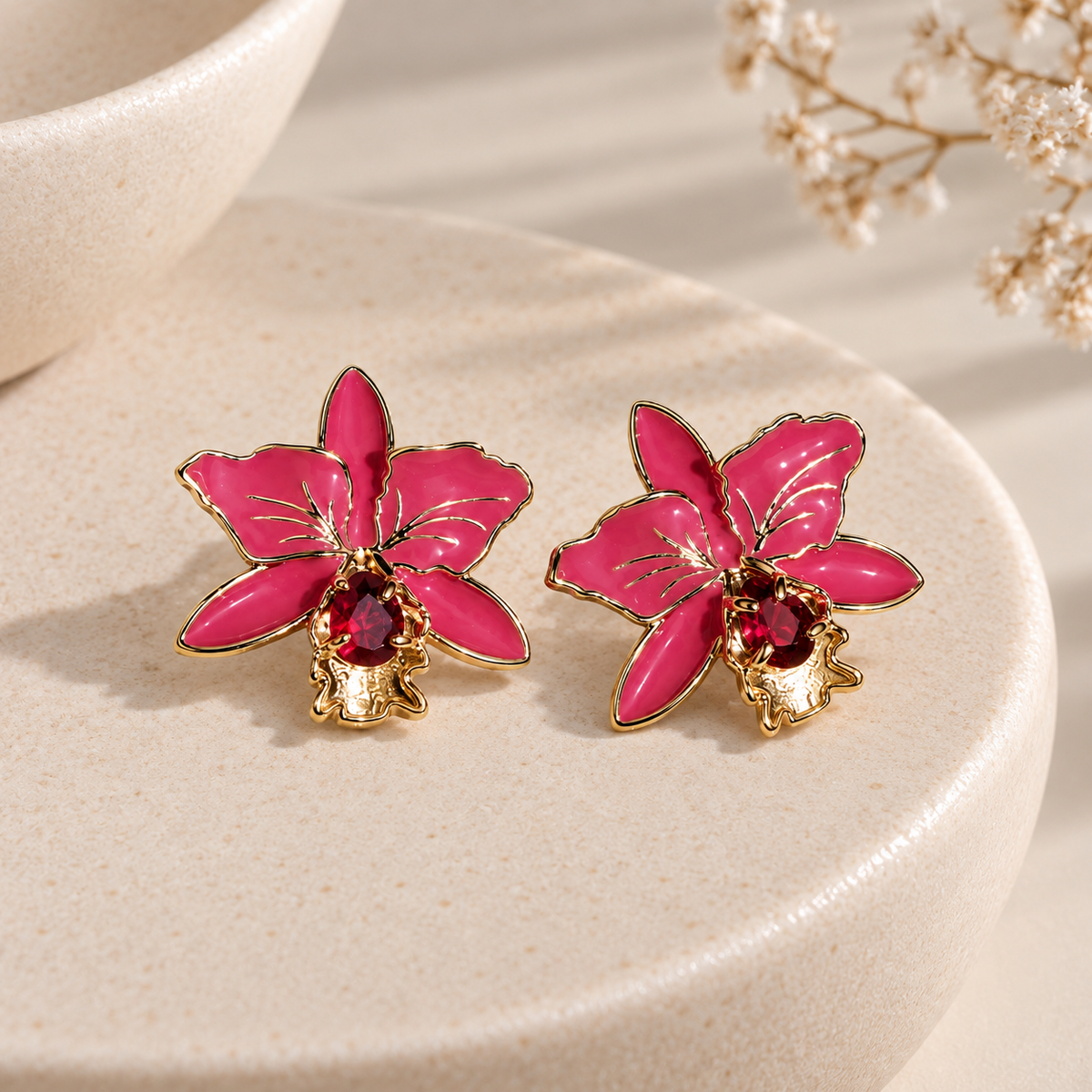 Scarlat SKU 15316 foto 2 | Brinco Orquídea Imperial Ouro 18k