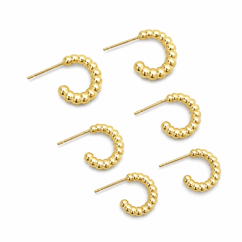 Brinco Trio Argola Esferinhas MontClair Ouro 18k