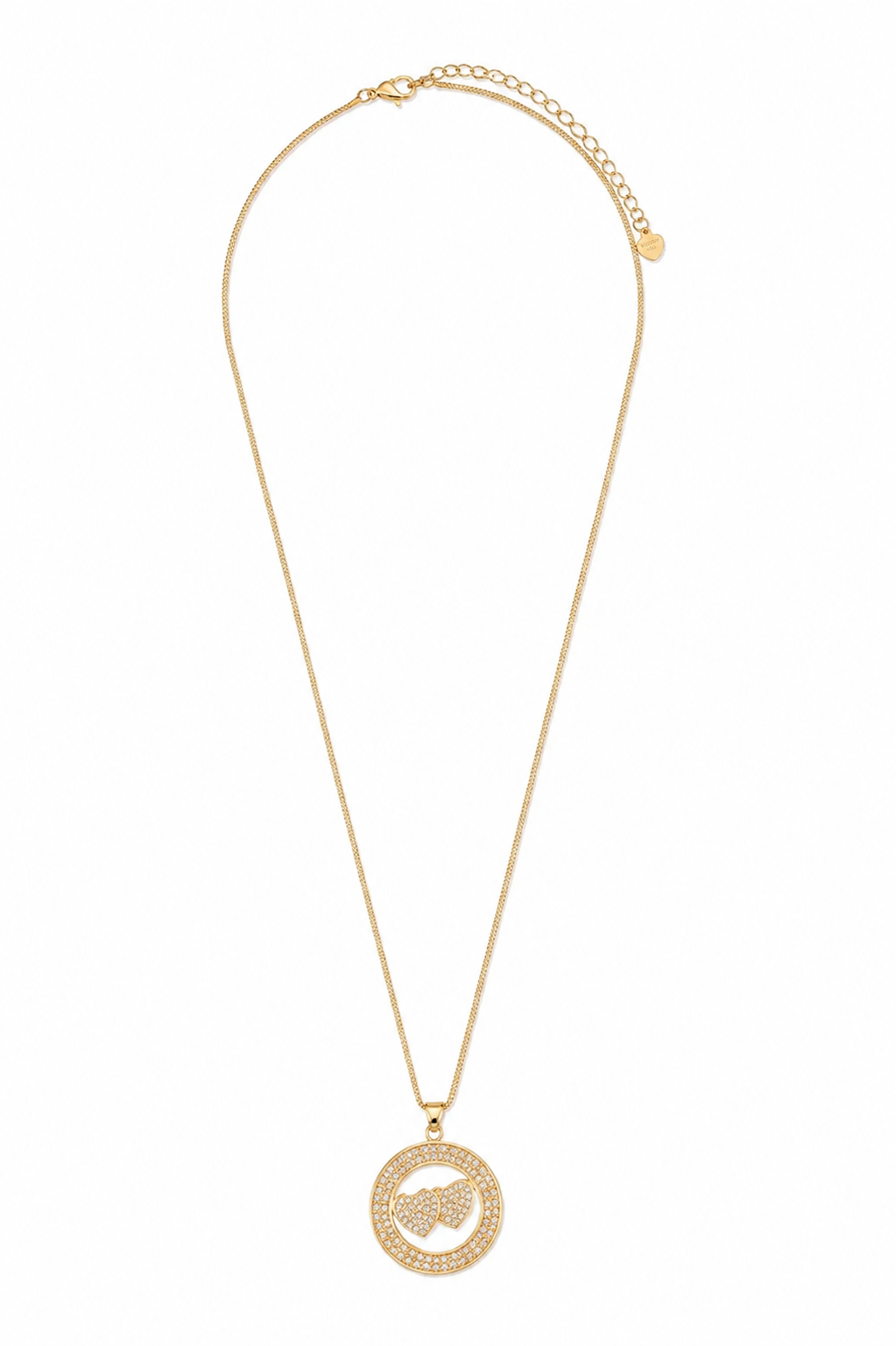 Colar Dois Corações Cravejado Ouro 18k