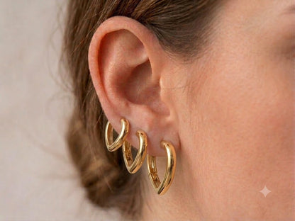 Brinco Argola Coração Liso Ouro 18k