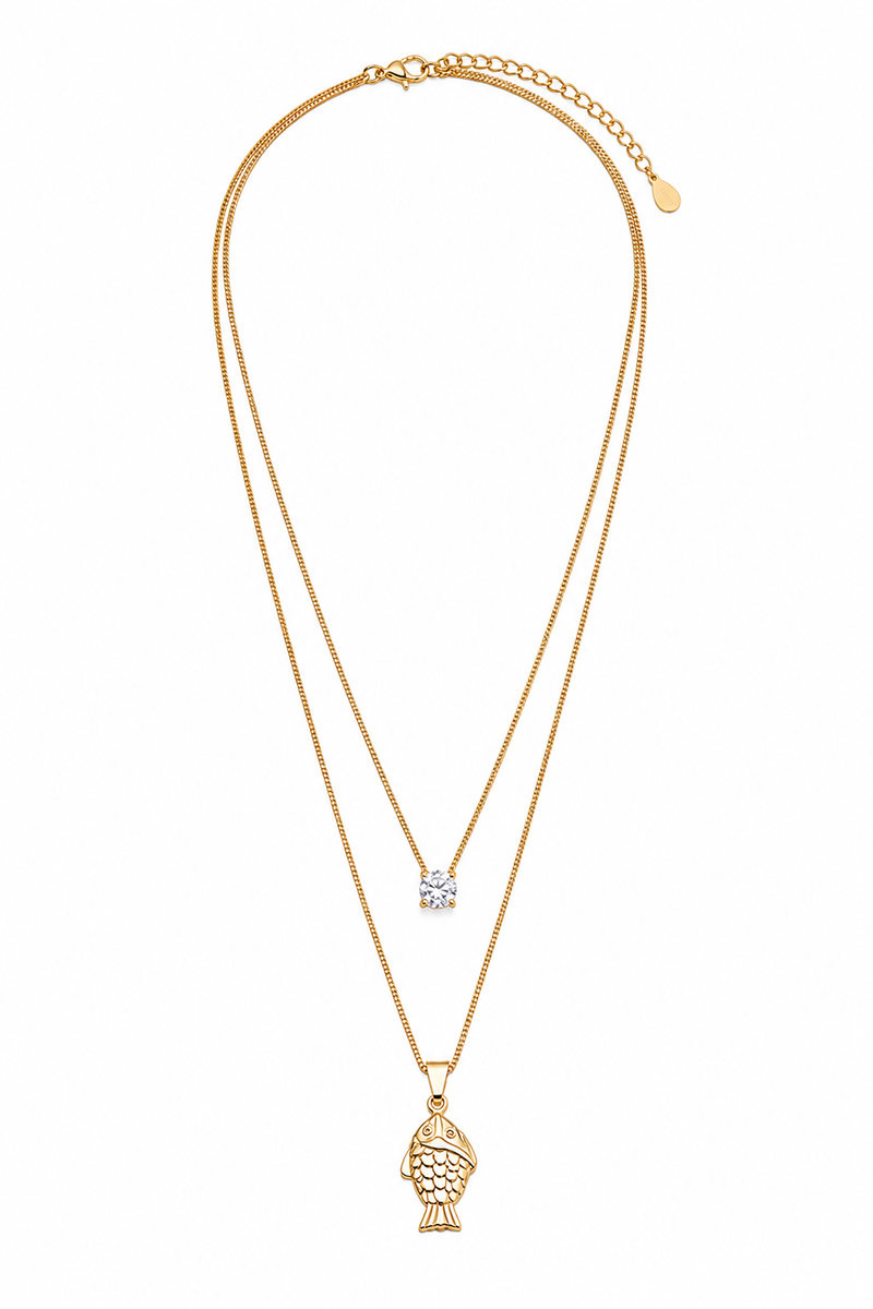 Colar Duplo Veneziana Sardinha Ouro 18k