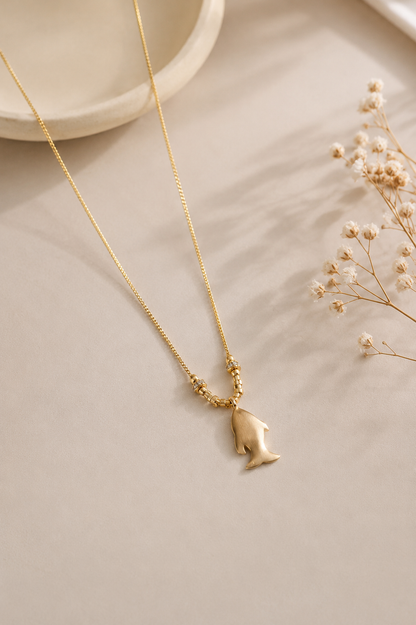 Colar Peixe com Pedra Cravejada Ouro 18k