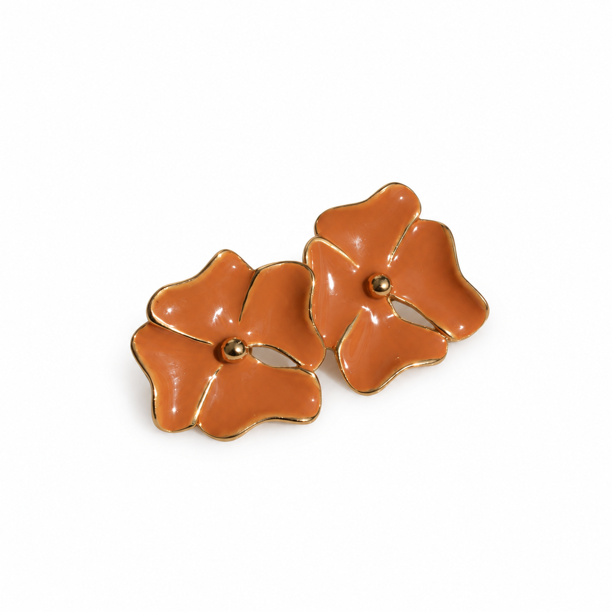 Brinco Flor de Âmbar Ouro 18k