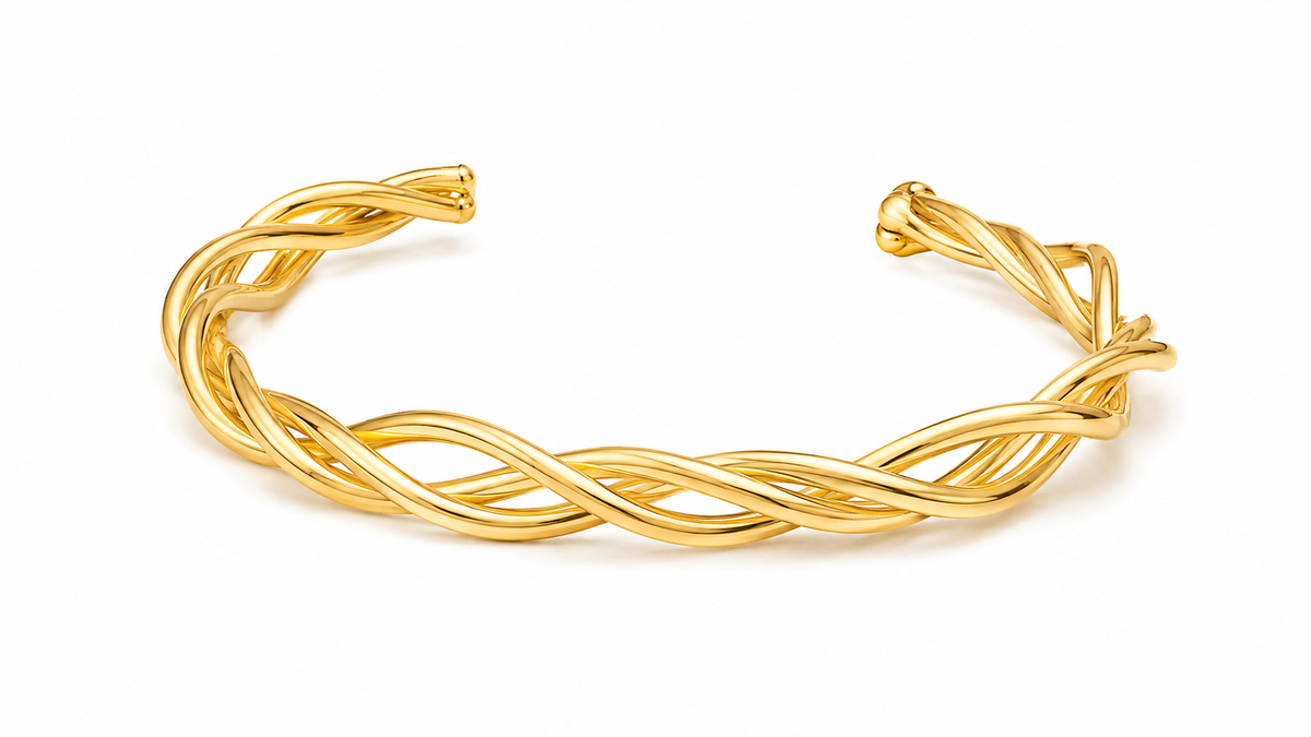 Bracelete Triplo Trançado Ouro 18k