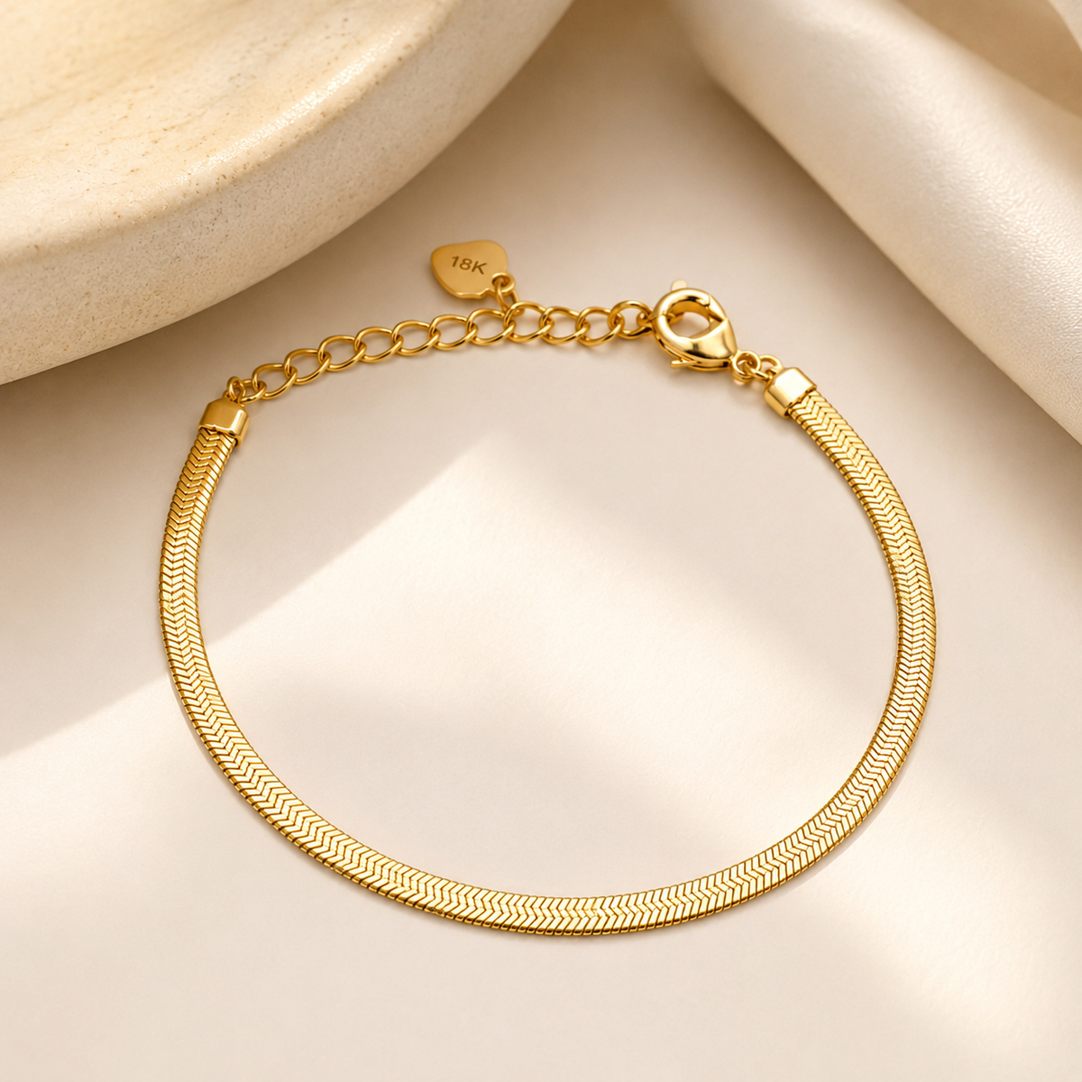 Pulseira Fita Laminada 3mm Ouro 18k
