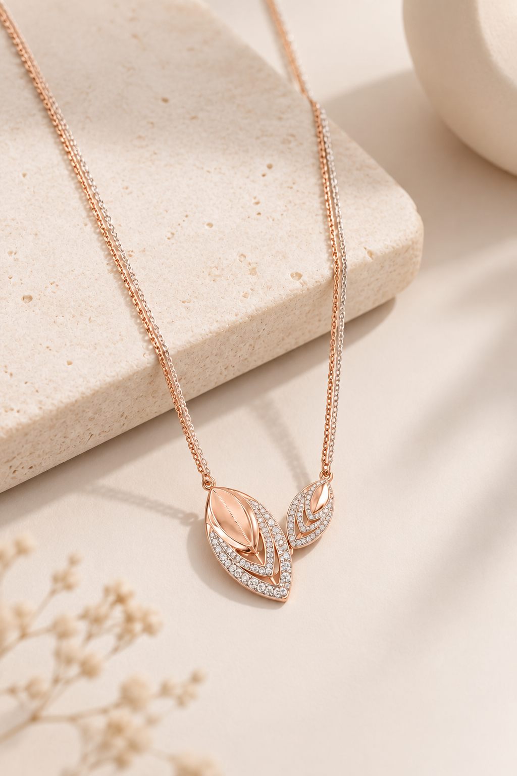 Colar Gota Cravejado Mix de Banho Rose