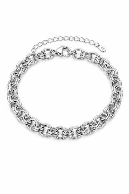 Pulseira Elo Duplo Ródio Branco