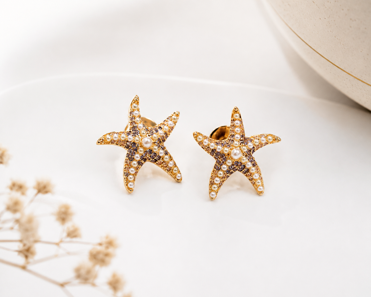Brinco Ocean Queen Ametista Ouro 18k