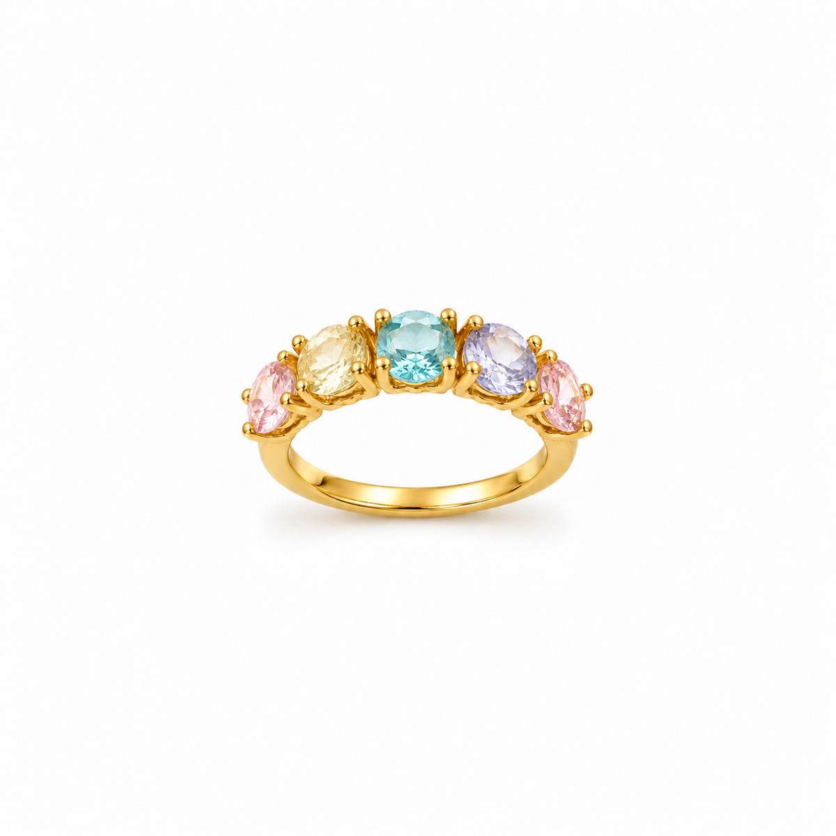 Anel Rainbow Meia Aliança Ciganinha Ouro 18k