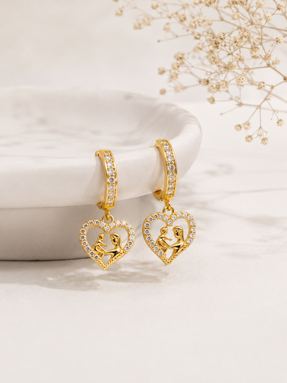 Brinco Argola Cravejada Mãe/Filho Ouro 18k