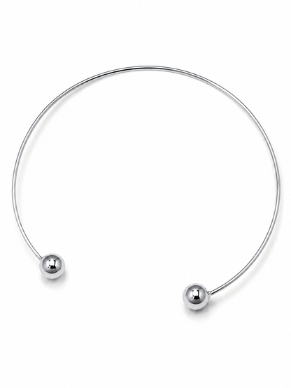 Choker Aro Duas Esferras Ródio Branco