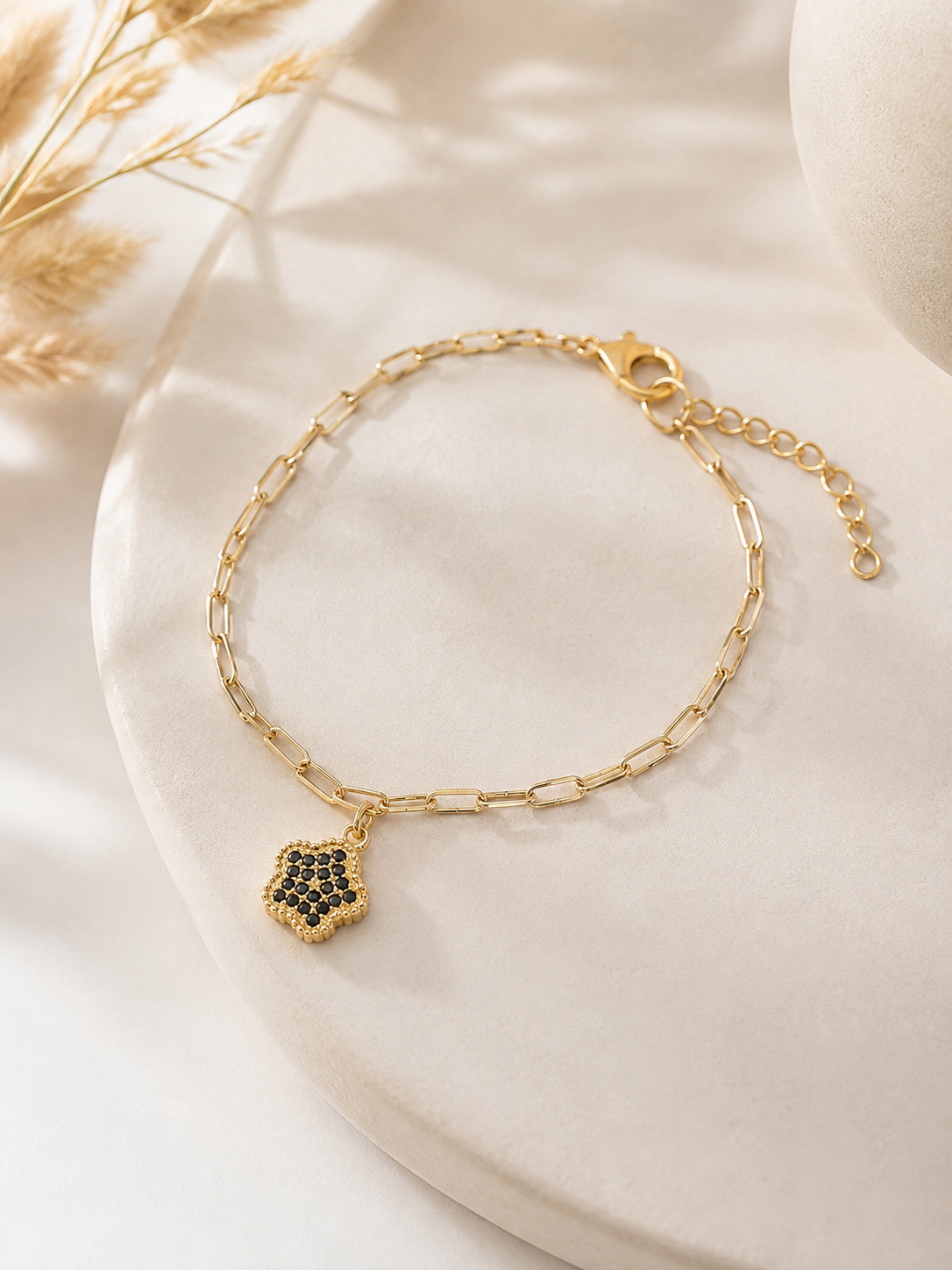Pulseira Elo Cartier Longo com Estrelas Cravejada Ouro 18k
