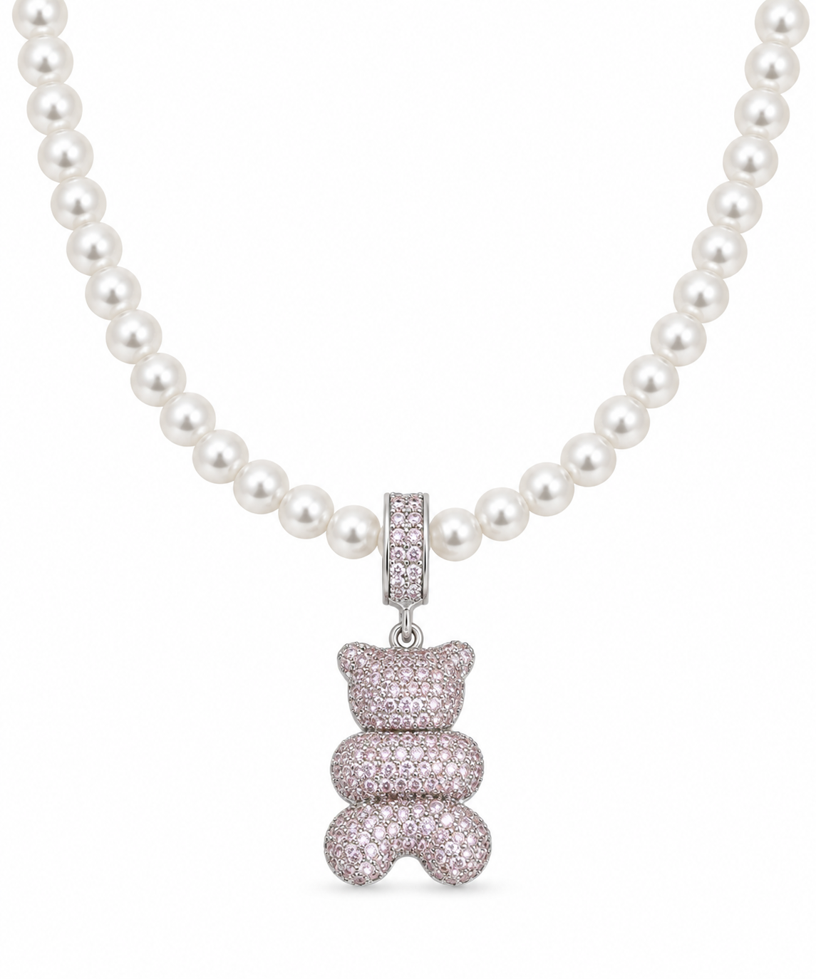 Scarlat SKU 14996 foto 1 | Colar Teddy com Pérola e Cravejado Ródio Branco