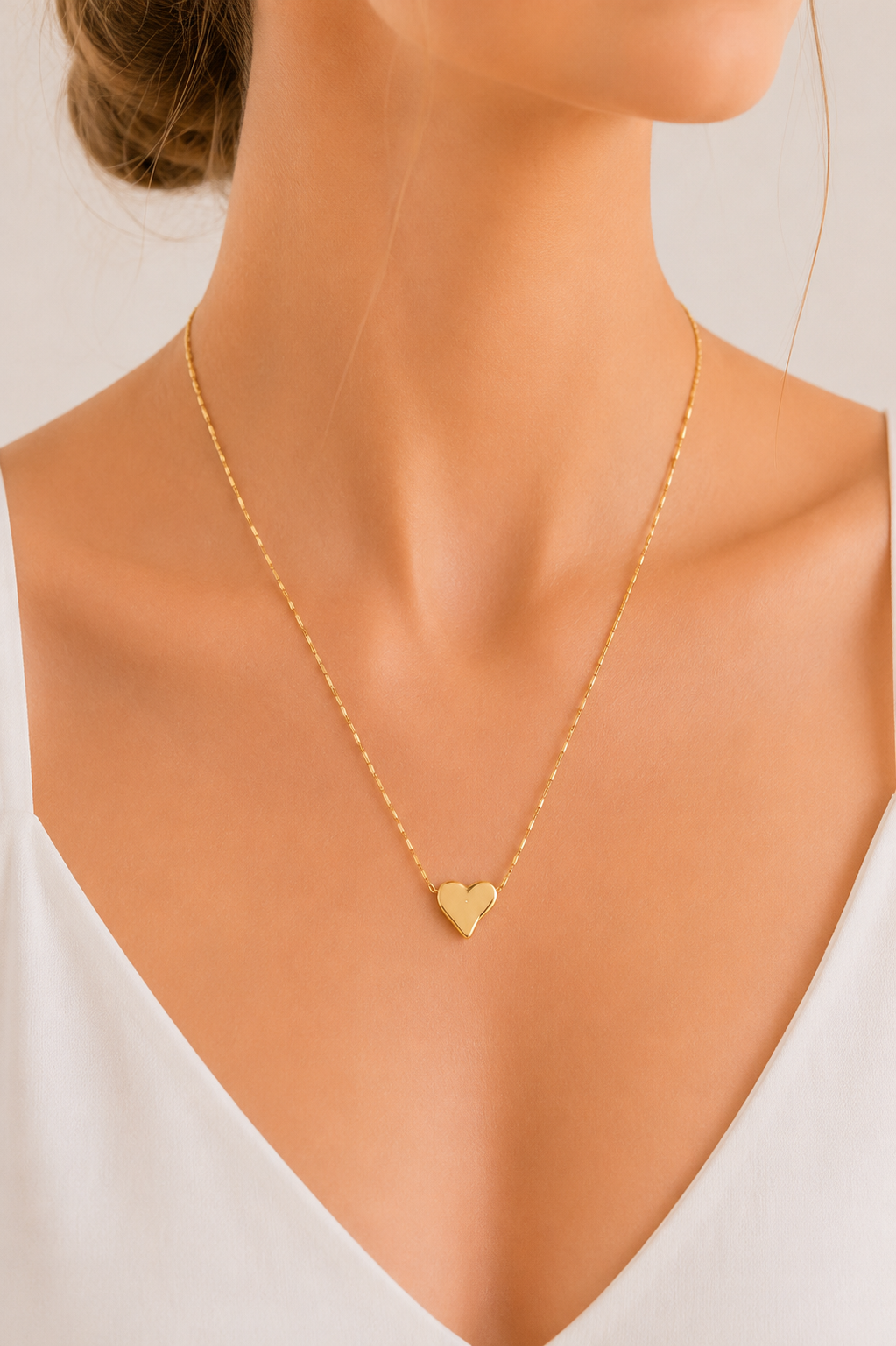 Colar Elo Diamantado com Pingente de Coração Liso MontClair Ouro 18k