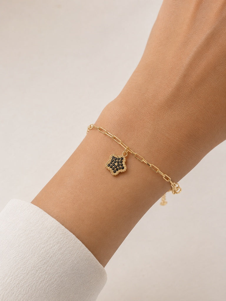 Pulseira Elo Cartier Longo com Estrelas Cravejada Ouro 18k