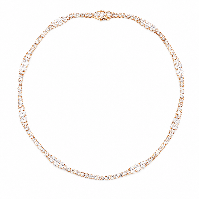 Colar Riviera Royale Cristal Ouro 18k