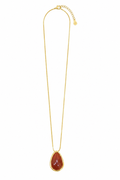 Colar Gota Pedra Natural Ouro 18k