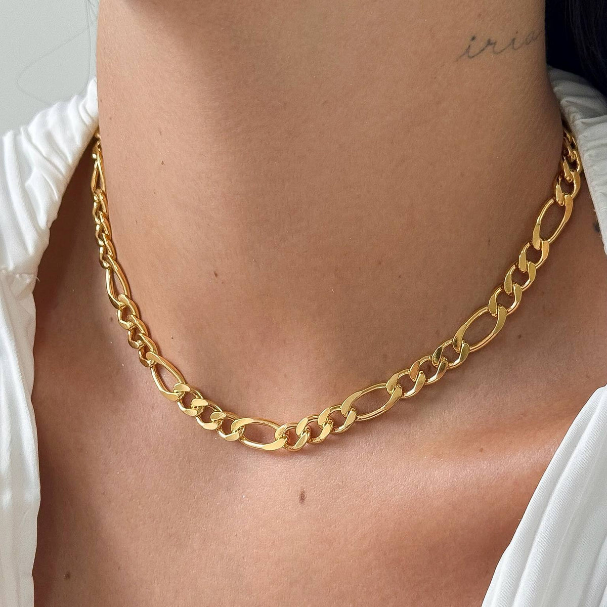 Choker Elo Grumet Médio Folheado em Ouro 18K