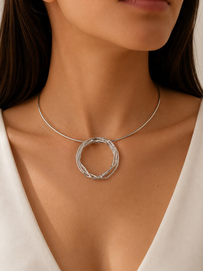 Choker Aro Arames Ródio Branco