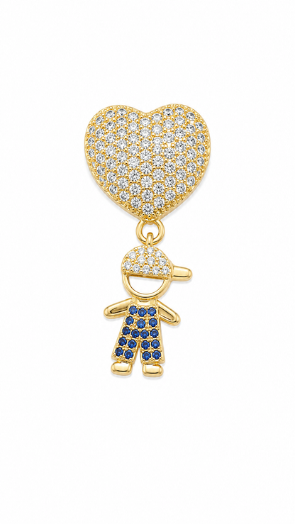 Pingente Coração Com Menino Ouro 18k
