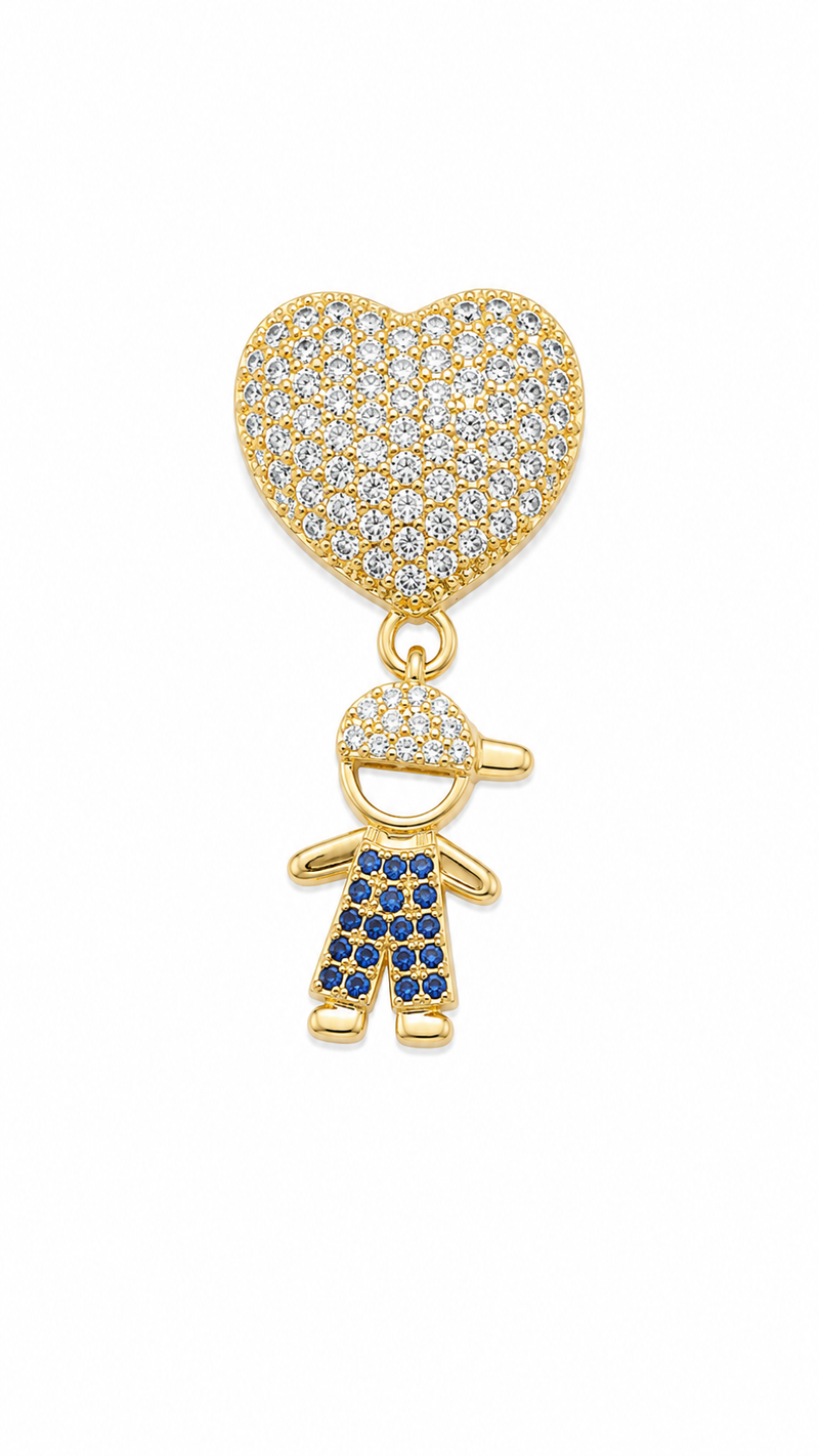 Pingente Coração Com Menino Ouro 18k