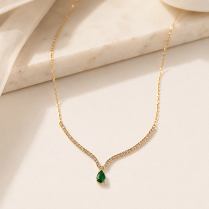 Choker Riviera com Gota Esmeralda Ouro 18k