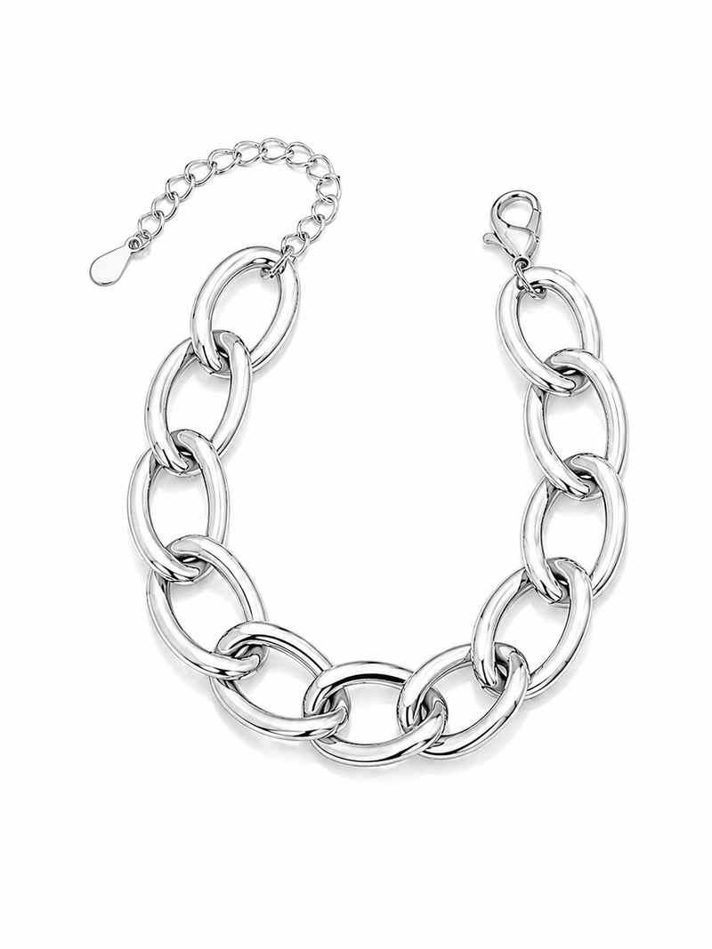 Pulseira Elo Groumet 1x1 Maxi Ródio Branco