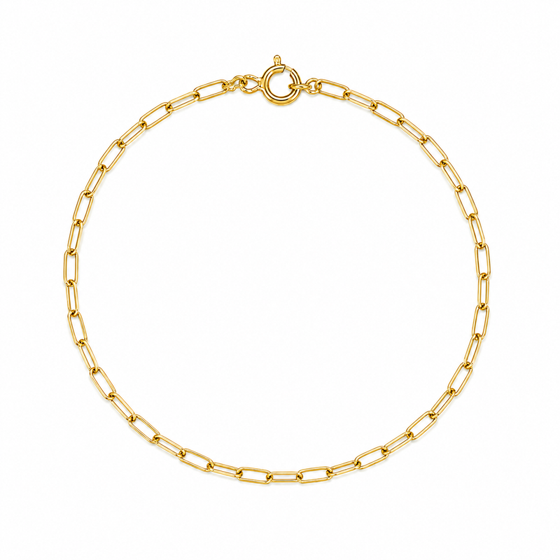 Pulseira Masculina Elo Cartier Alongado Minimal Ouro 18k