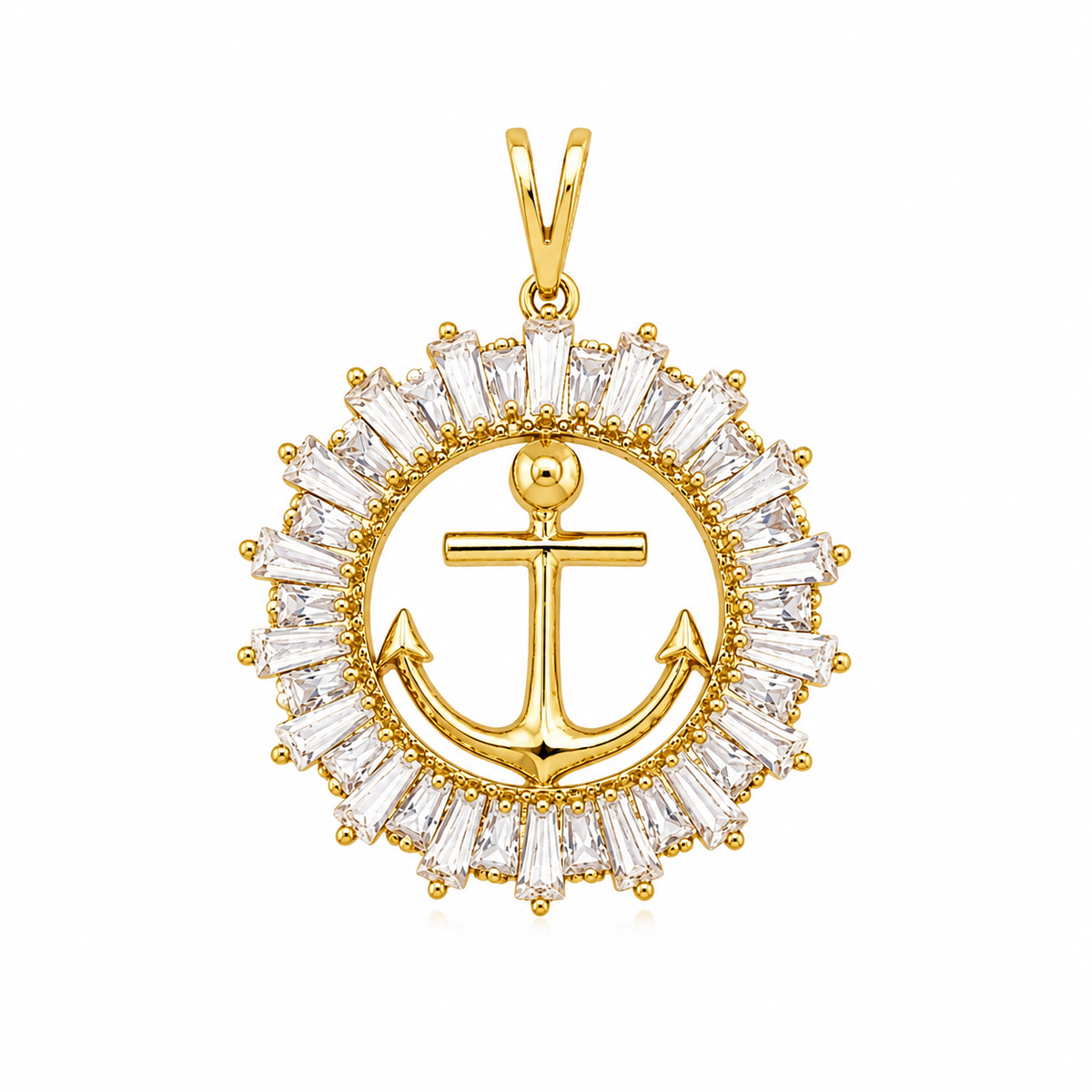 Pingente Âncora Zircônia Ouro 18k