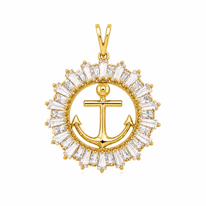 Pingente Âncora Zircônia Ouro 18k