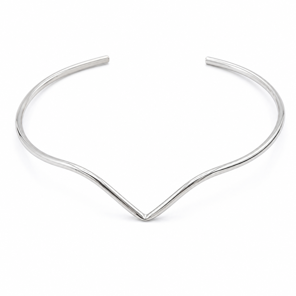 Choker Aro "V" Ródio Branco