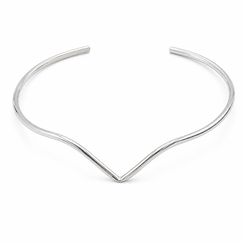 Choker Aro "V" Ródio Branco