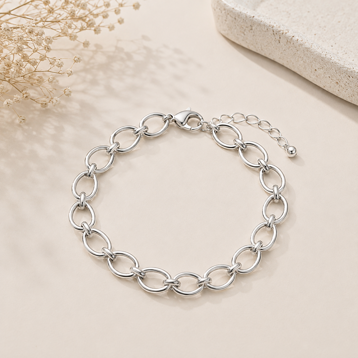 Pulseira Elo Gota G Ródio Branco