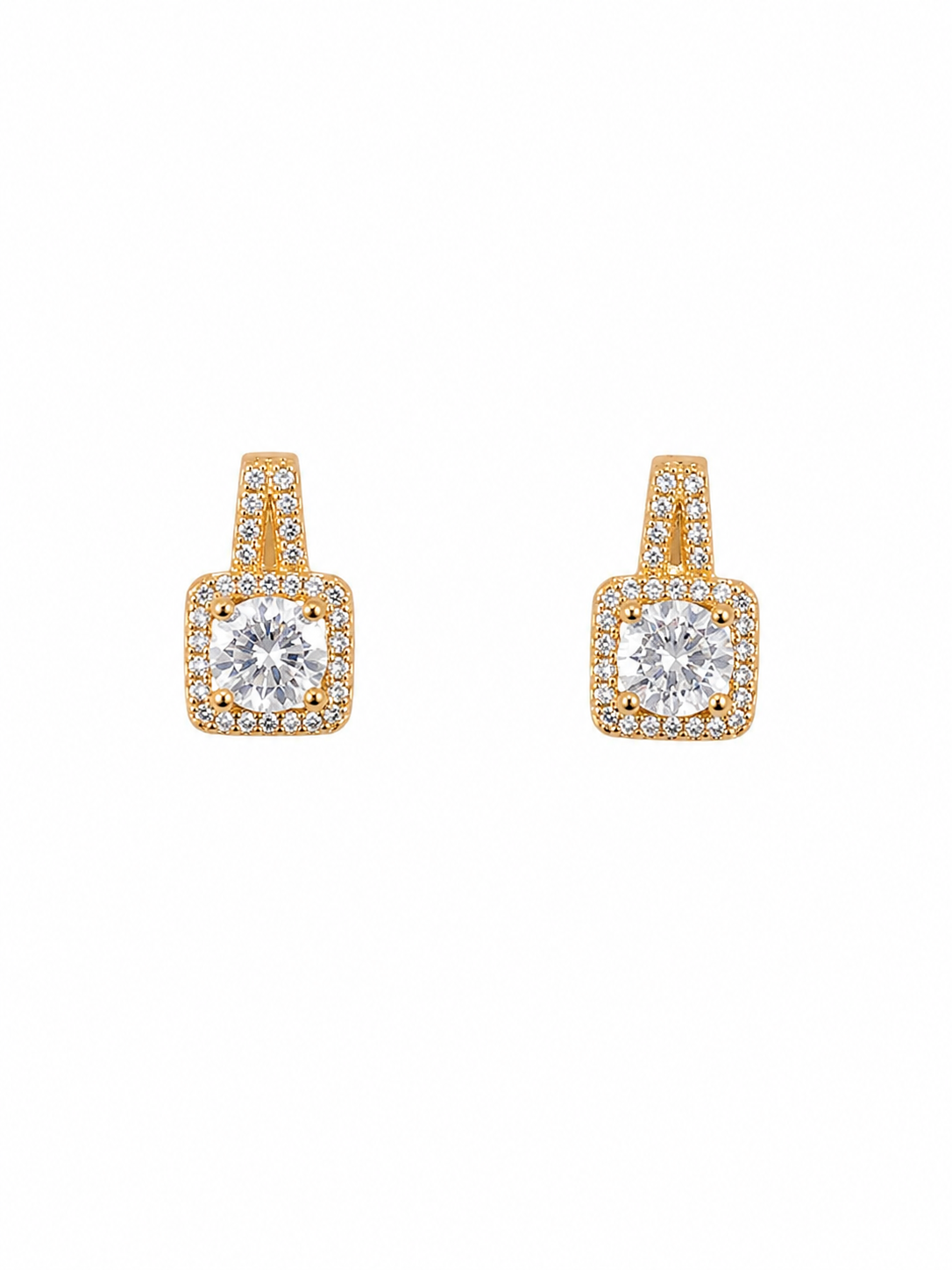 Brinco Verona Cravejado Cristal Ouro 18k