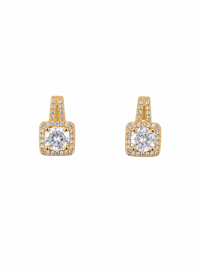 Brinco Verona Cravejado Cristal Ouro 18k