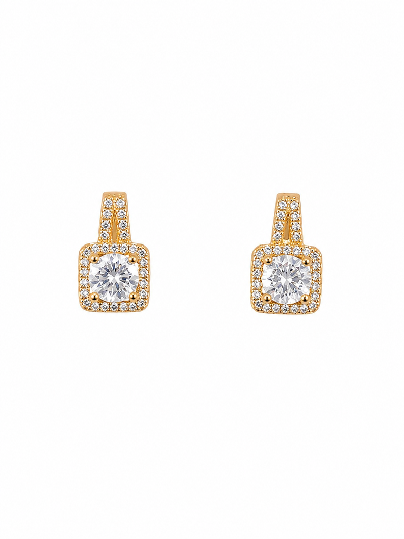 Brinco Verona Cravejado Cristal Ouro 18k