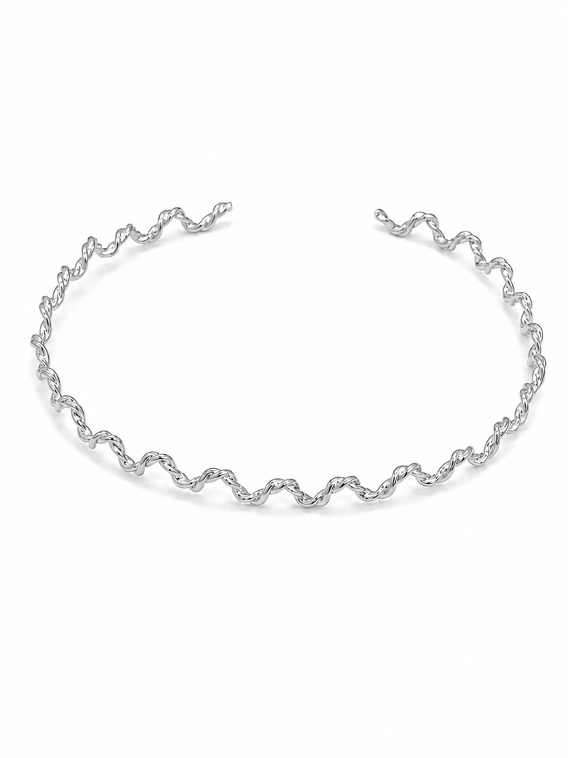 Choker Aro Ondinhas Torcida Ródio Branco