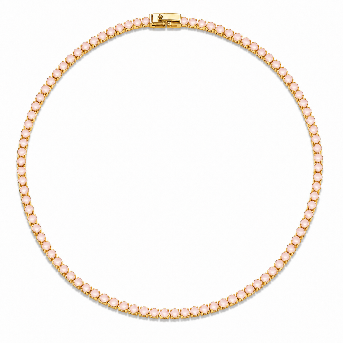 Colar Riviera Quartzo Rosa 2mm Ouro 18k