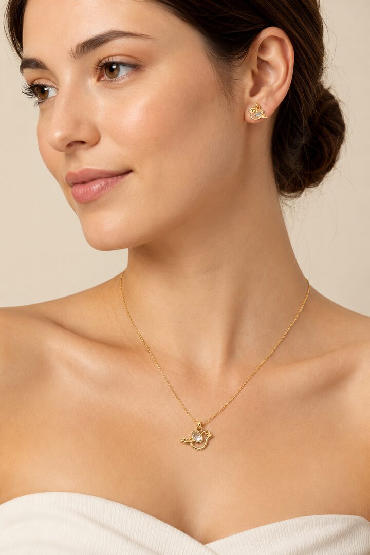 Conjunto Espírito Santo com Zircônia Ouro 18k